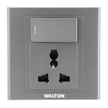 E43PUS13 Metallic Silver (3 Pin Socket with Switch)